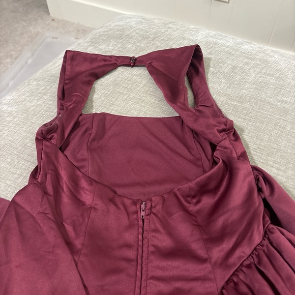 Francesca's Collections Burgundy Backless Dress - Picture 3 of 4